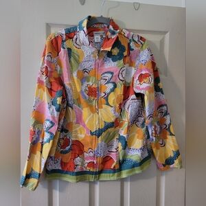 Coldwater Creek Multi Coloured Zip Front Jacket